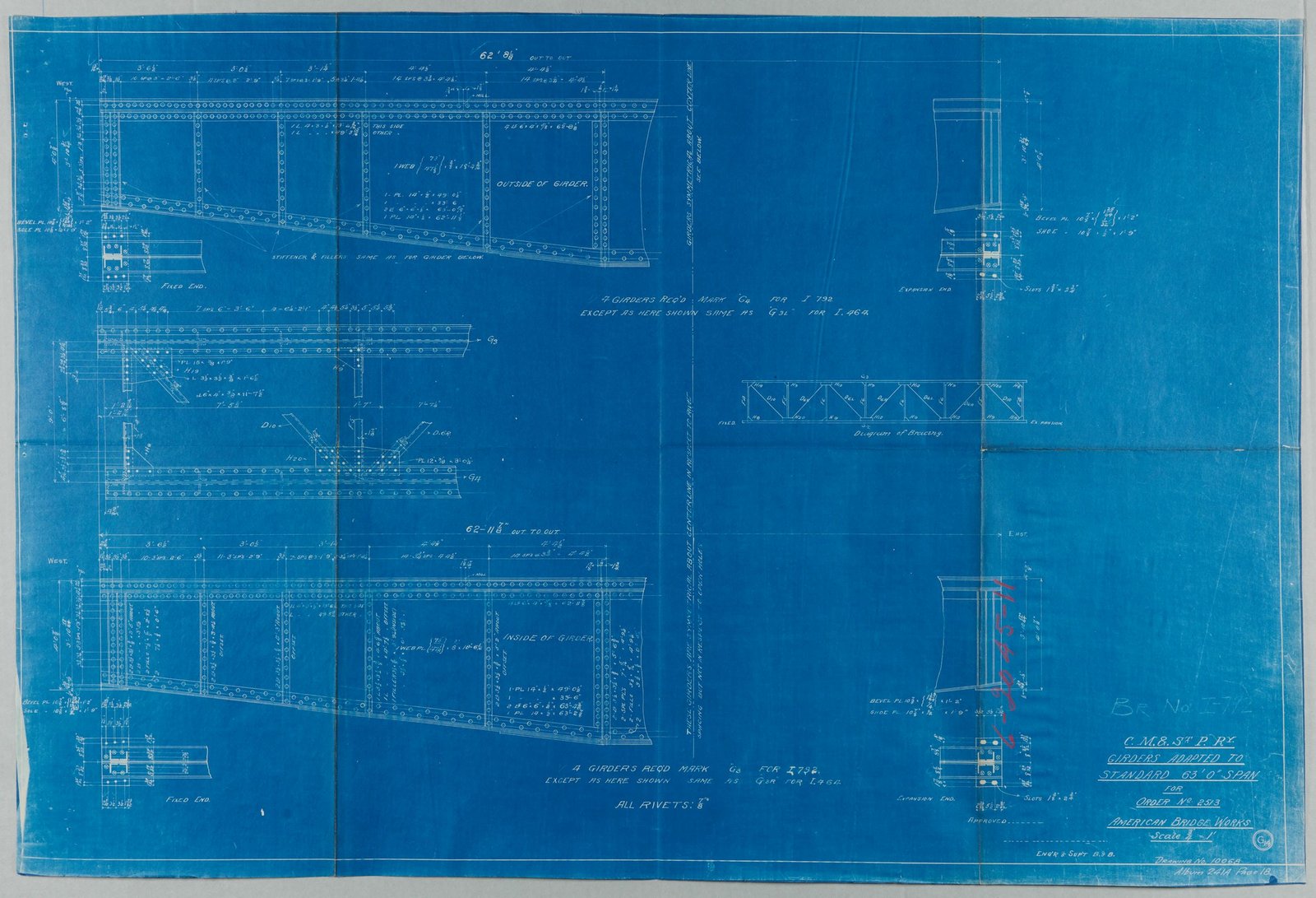Details of girders.  Courtesy of Milwaukee Road Archives at the Milwaukee Public Library